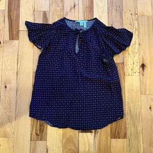 Draper James Navy and Red Short Sleeve Top